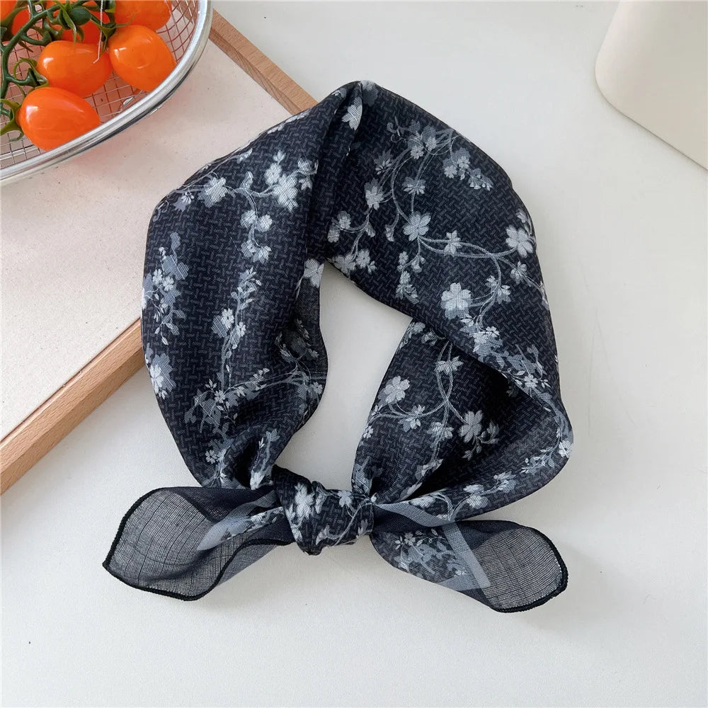 Fashion Women Printing Cotton Linen Small Square Scarf Summer Scarf Women'S Versatile Paisley Scarf Head Band Hair Accessories