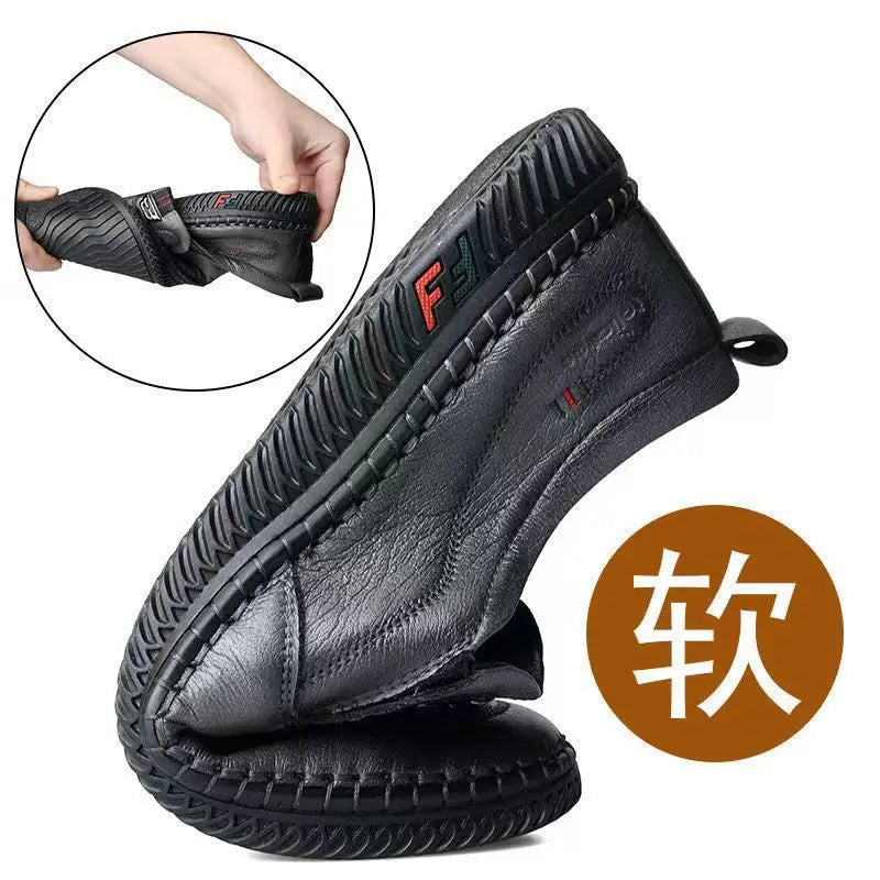 Casual Leather Shoes for Spring and Summer 2025 New Middle-Aged Men'S anti Slip and Wear-Resistant Work Shoes