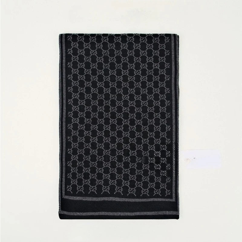 Winter Scarf for Men Check Stripe Paisley Immitation Cashmere Elegant Jacquard Scarves Double Side Warm Windproof Neck Snood