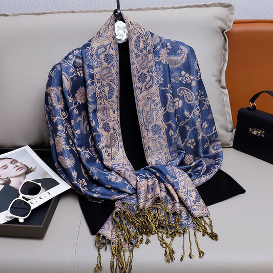 Foulard Paisley Imprime Design Hijabs Pour Femme Cachemire Pashmina Chale Dame Enveloppement Chaud Hiver Foulards Femme