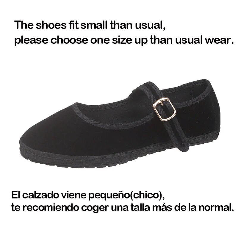 Gray Mary Jeans Flats Shoes Women round Toe Hand Stitch Velvet Cloth Shoes Ladies Casual Soft Comfortable Ballet Shoes Loafers