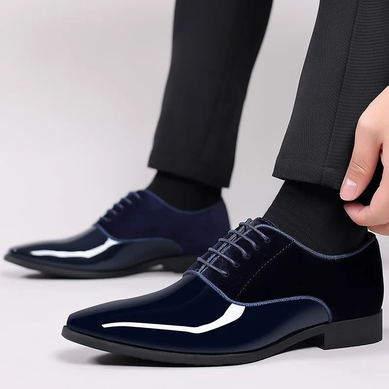 Men'S Oxford Shoes Lace up Formal High Gloss Low Top Square Toe Suit Tuxedo Dress Shoes for Business Casual Shoe for Mens 2026