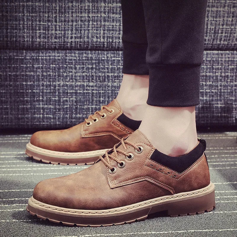 Fashion Retro Leather Men'S Shoes New British Wind Retro Tooling Shoes Men Casual Shoes Platform Sneakers Men Zapatos De Hombre