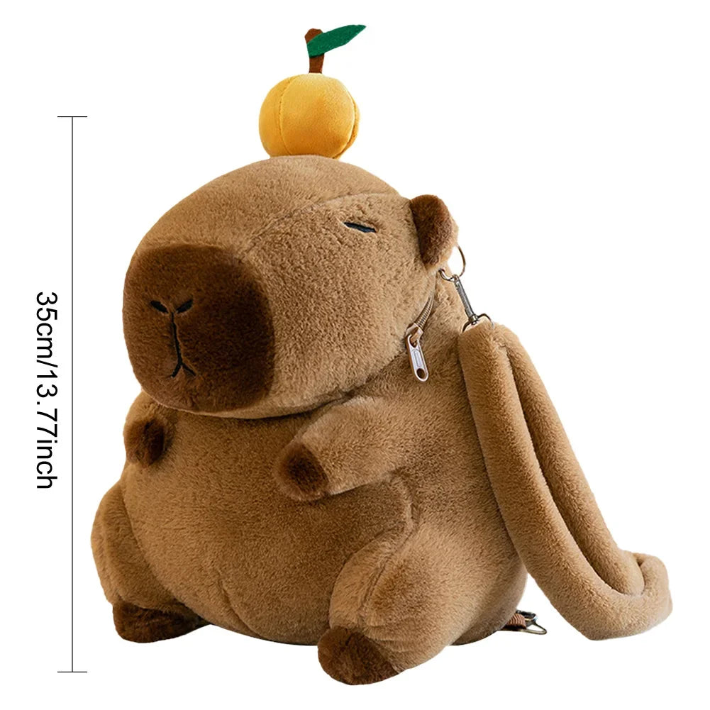 Cute Capybara Plush Backpack Funny Cartoon Capybara Shoulder Bag Student Fur Bag Plush Capybara School Bag for Kids