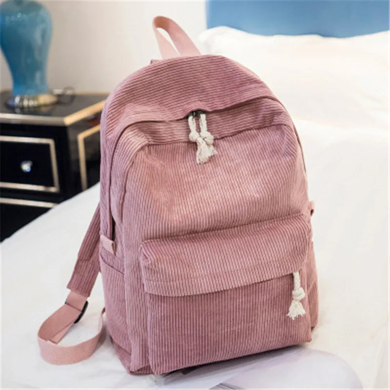 Corduroy Women Schoolbag Backpack Training Anti-Theft Shoulder Bag for Teenager Knapsack Unisex Classic Campus Port