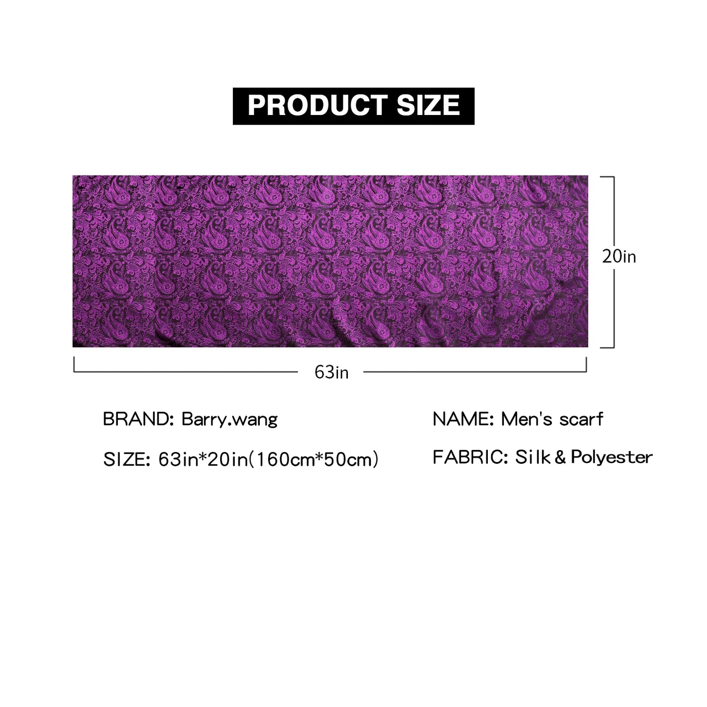 Jacquard Silk Mens Scarf Floral Paisley Stylish Burgundy Gold Green Red Blue Purple for Male Wedding Business Party