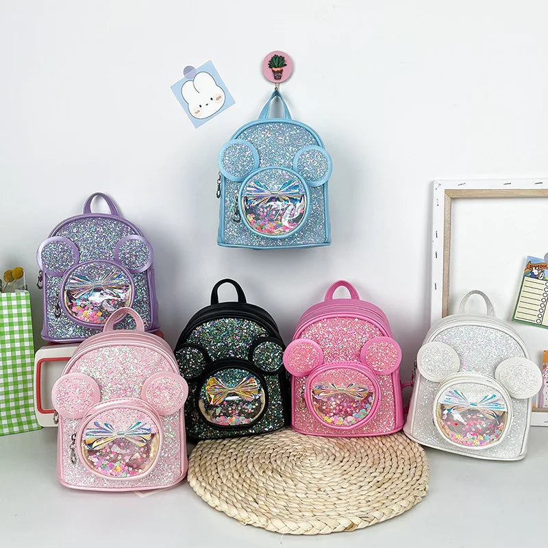 New Cute Children'S Bag Fashion Sequin Kindergarten Backpacks for Baby Girls Cartoon Casual Schoolbag Princess Bag Girls Gifts