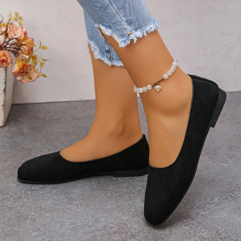 Women'S Flat Casual Round-Toe Moccasins & Ballet Flats — Cute Suede Church Shoes and Elegant, Soft-Soled Comfort Shoes for Moms