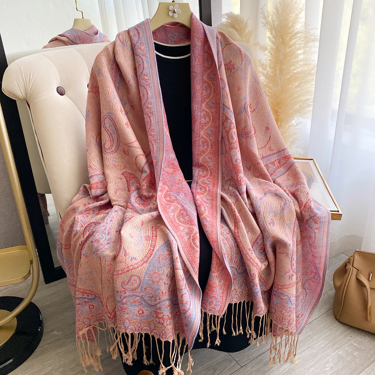 Women'S New Luxury Jacquard Paisley Scarf - Pashmina Travel Wraps, Warm Winter Poncho Blanket Shawl