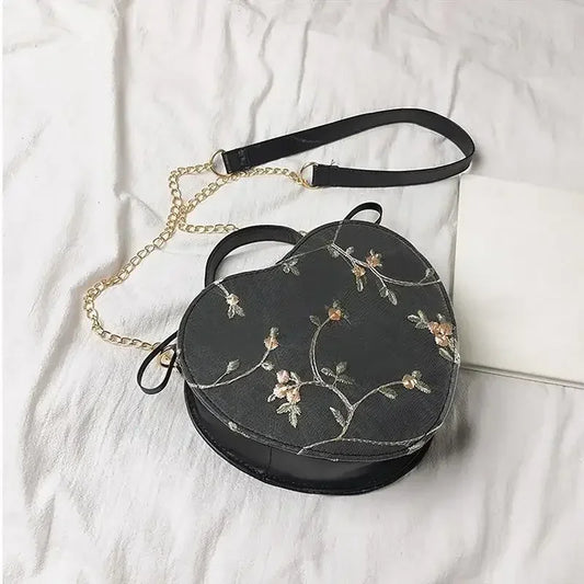 1 Pcs Women PU Leather Shoulder Bag Leisure Spring Summer Heart-Shaped Handbag Crossbody Bags Zipper