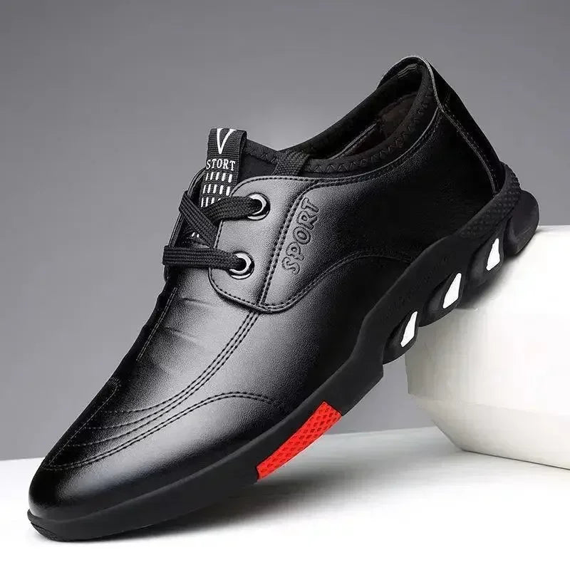 Men'S Casual Leather Shoes Spring 2025 Men'S Shoes Comfortable Silp on Work Shoes Male Soft Non-Slip Loafers Summer Flat Shoes