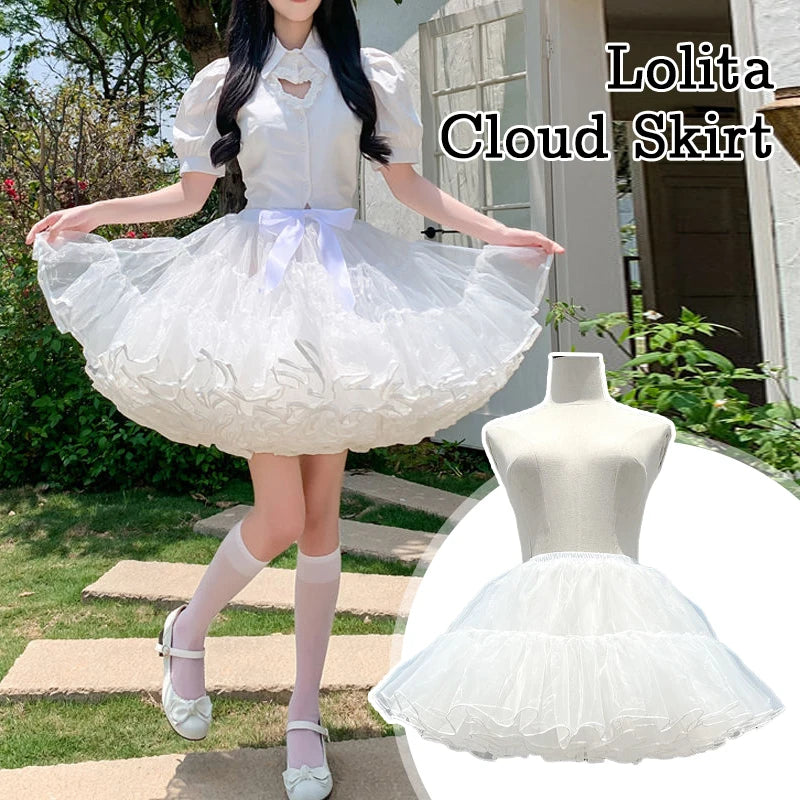 35/40Cm 4Layers White Petticoat Fluffy Lolita Skirt Support Boneless Soft Yarn Canopy Dress Accessory Girl Japan Lolita Costume