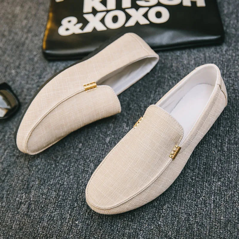 Men'S Loafers Classics Business Office Shoes Breathable Canvas Shoes Casual Driving Shoes Moccasins Walking Flats Large Size 48