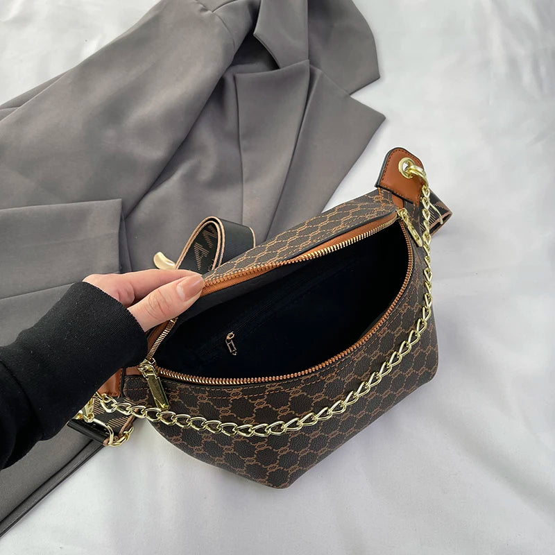 Fashion Chain Waist Bag for Women Luxury Designer Chest Bag Quality Leather Fanny Pack Phone Purse Female Shoulder Crossbody Bag