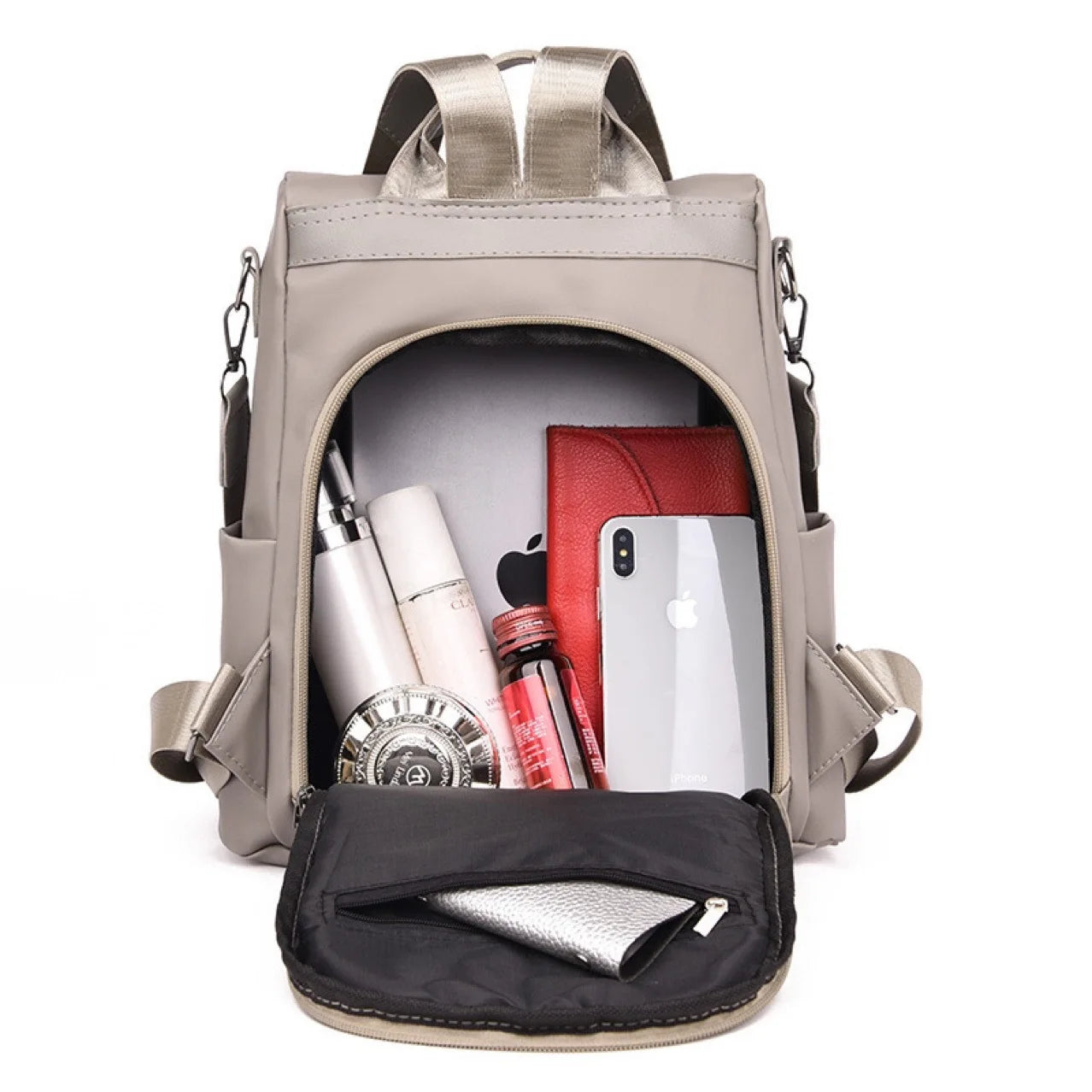 New Women'S Multifunction Backpack Casual Solid Color School Bag for Girls Fashion Detachable Strap Travel Shoulder Bag