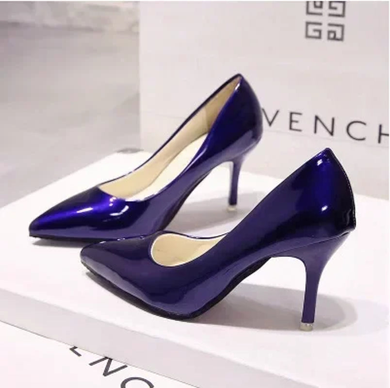 Nude Pumps for Women High Heel Shoes Female Fashion Patent Leather Sexy Pointed Toe Thin Heel Wedding Shoes plus Size 34-44