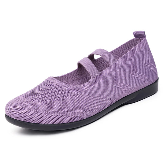 Women'S Breathable Knit Sneakers Casual Ballet Flats Mary Janes Lightweight Meshfemale Dress Flats Shoes Footwear Summer