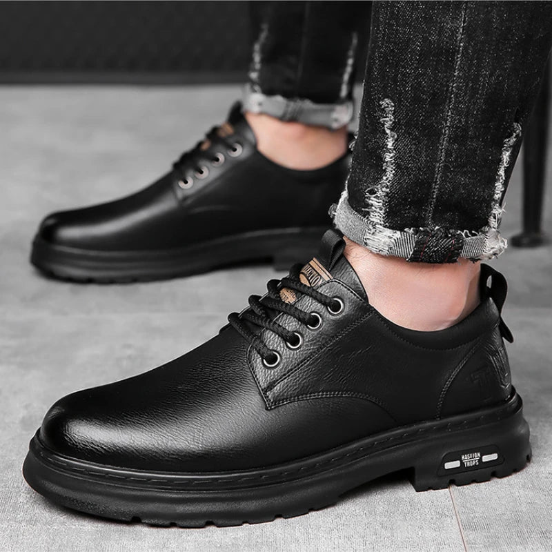 Men'S Casual Leather Shoes Designer Trendy All-Match Platform Shoes Men'S Business Breathable Leather Shoes Zapatos De Hombre