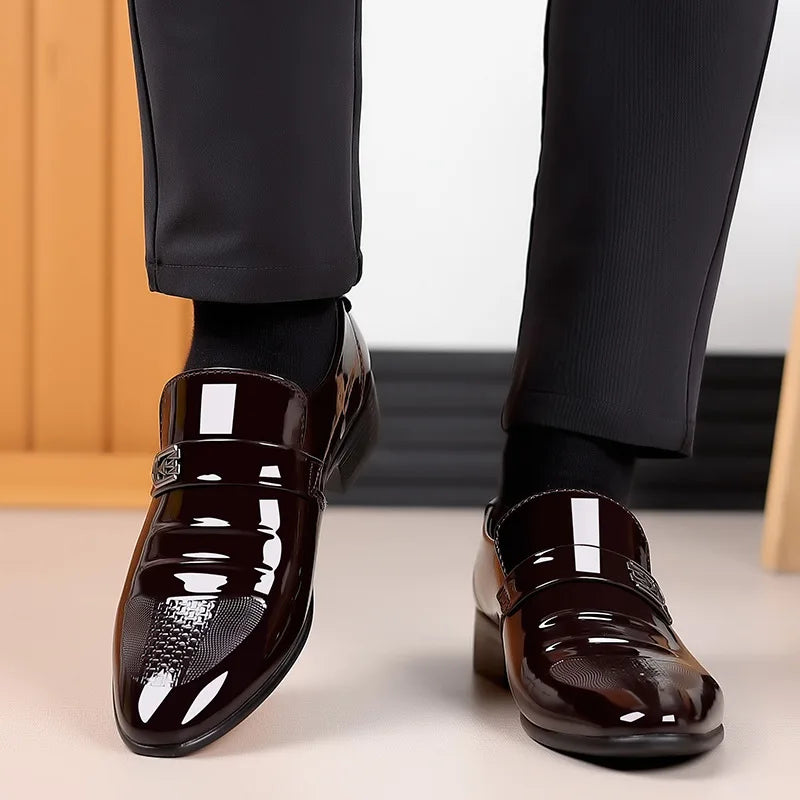 2025 New Men'S Leather Shoes Fashion Business Mens Formal Shoe plus Size Slip on Wedding Shoes Pointed Toe Summer Shoes for Men
