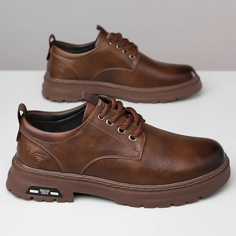 Men'S Casual Leather Shoes Designer Trendy All-Match Platform Shoes Men'S Business Breathable Leather Shoes Zapatos De Hombre