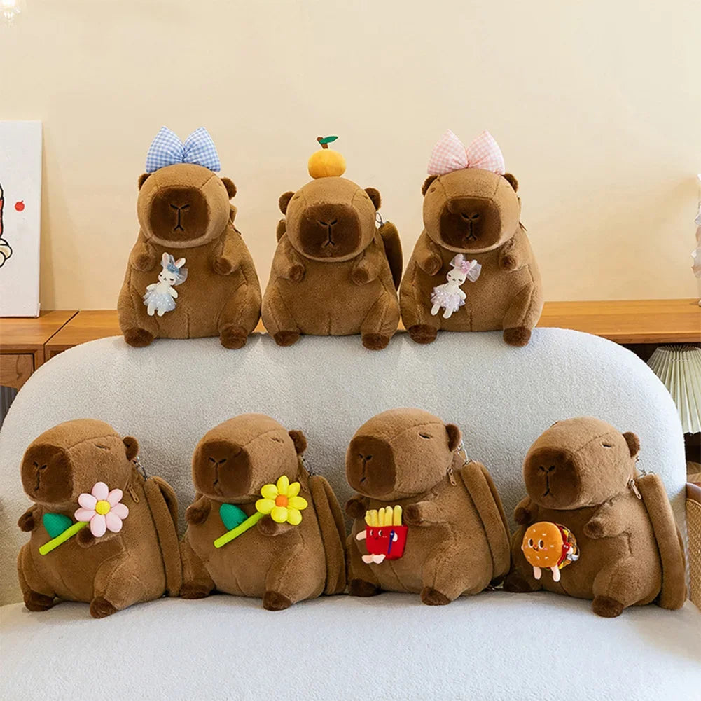 Cute Capybara Plush Backpack Funny Cartoon Capybara Shoulder Bag Student Fur Bag Plush Capybara School Bag for Kids