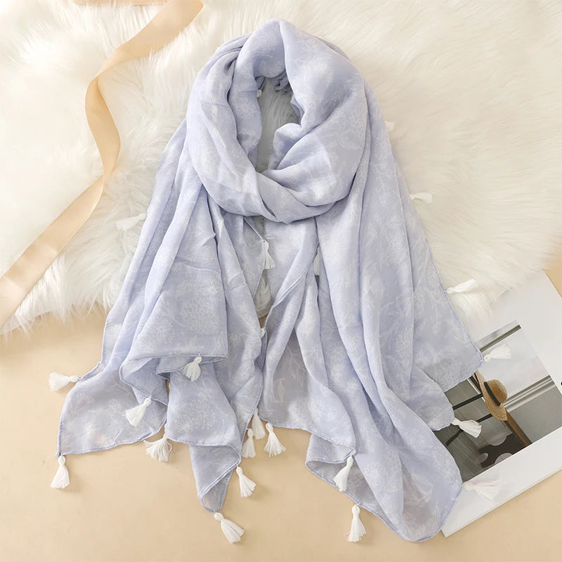 2023 Fashion Paisley Abstract Floral Tassel Viscose Shawl Scarf Lady High Quality Wrap Thin Pashmina Stole Muslim Hijab 180*90Cm