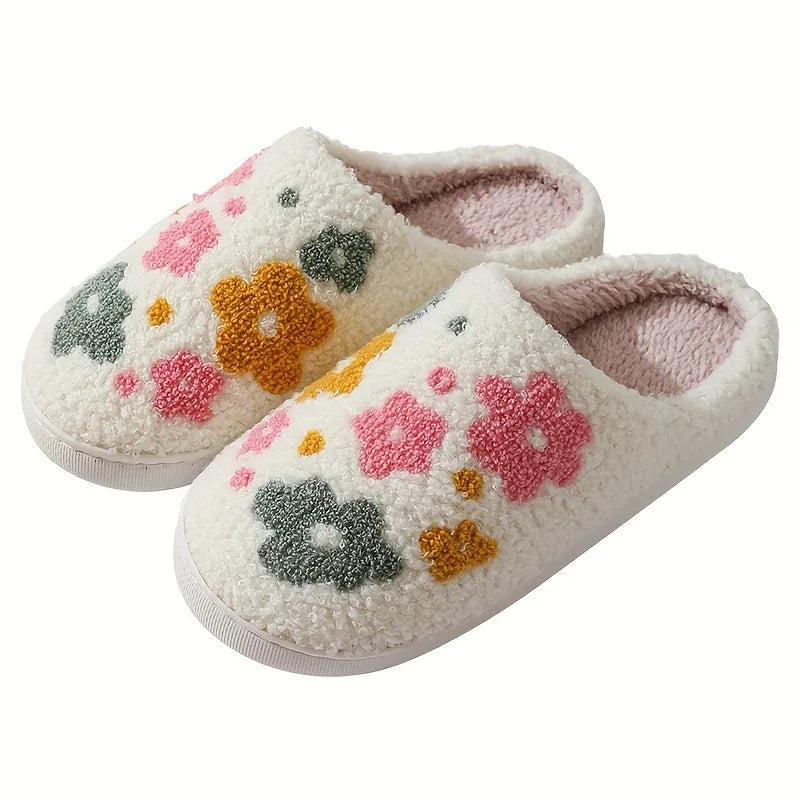 Women Indoor Slippers Warm Plush Home Slipper Autumn Winter Shoes Woman House Flat Floor Soft Silent Slides for Bedroom