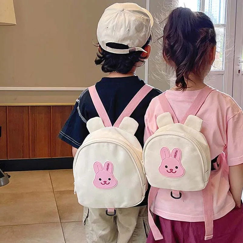 Canvas Baby Backpacks Kindergarten School Bag Bear Bunny Korean Anti-Lost Kids Bags for Girls Boys Children Backpacks for Travel