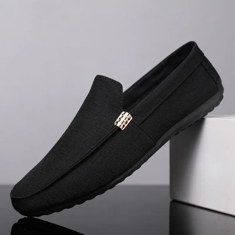 Men'S Loafers Classics Business Office Shoes Breathable Canvas Shoes Casual Driving Shoes Moccasins Walking Flats Large Size 48