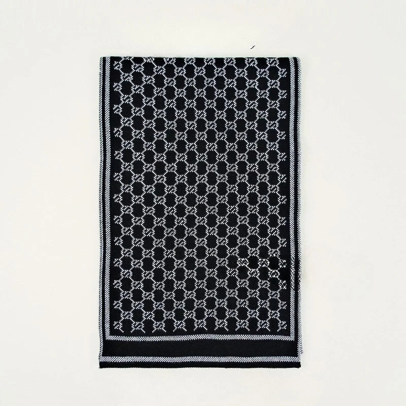 Winter Scarf for Men Check Stripe Paisley Immitation Cashmere Elegant Jacquard Scarves Double Side Warm Windproof Neck Snood