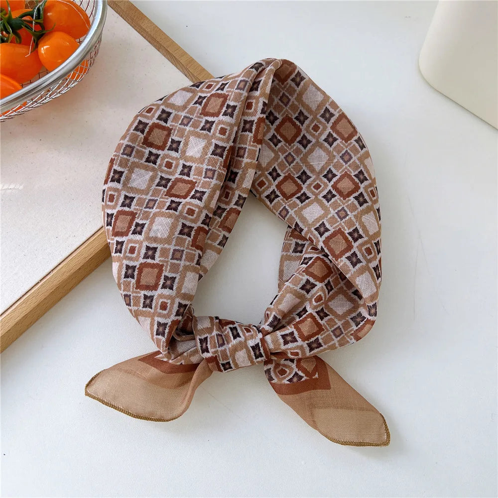 Fashion Women Printing Cotton Linen Small Square Scarf Summer Scarf Women'S Versatile Paisley Scarf Head Band Hair Accessories