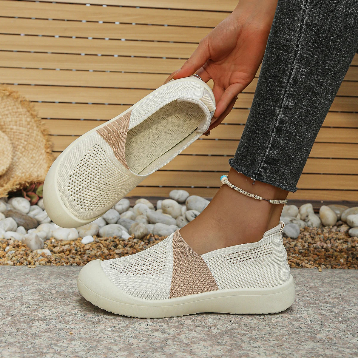 Women'S Shoes Summer 2026 Single Shoes Dual-Tone Breathable Design Petite Fragrance Style Comfortable Footwear Shoes Woman