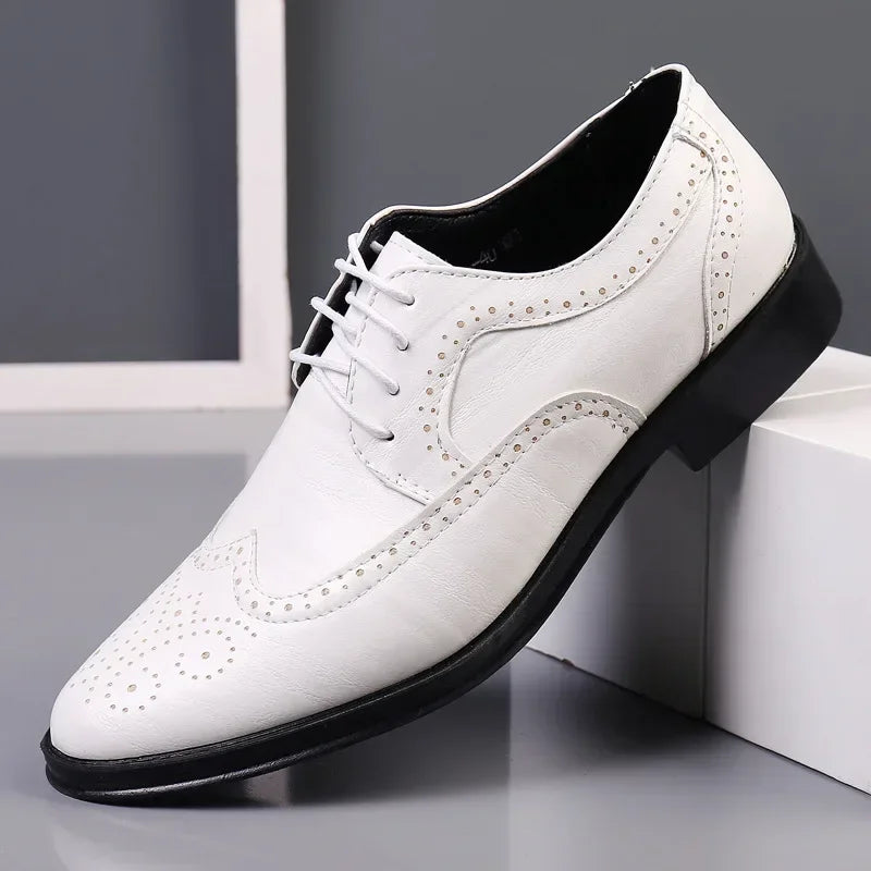 Genuine Leather Dress Shoes Men Summer Hollow Out plus Size Luxury Cowhide Man Business Shoes Wedding Footwear Casual Shoe Male