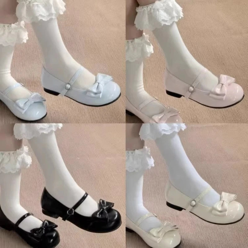 French Sweet Woman Shoe Springnew round Flat Shoes Fashion Mary Jane Shoes Cute Versatile Women Leather Shoe Simple Casual Shoes